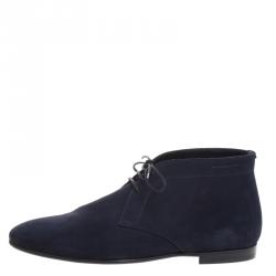 Burberry Navy Blue Suede Bexton Desert Boots Size 42