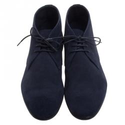 Burberry Navy Blue Suede Bexton Desert Boots Size 42