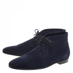 Burberry Navy Blue Suede Bexton Desert Boots Size 42