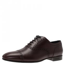 Burberry Brown Brogue Leather Markwell Lace Up Oxfords Size 43