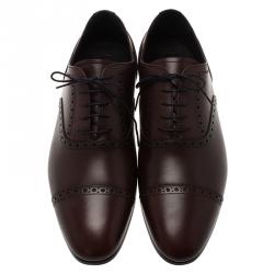 Burberry Brown Brogue Leather Markwell Lace Up Oxfords Size 43