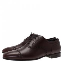Burberry Brown Brogue Leather Markwell Lace Up Oxfords Size 43