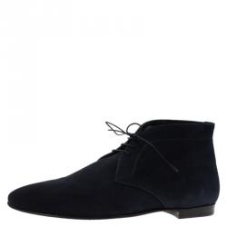 Burberry Denim Blue Suede Bexton Desert Boots Size 44