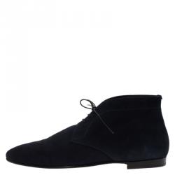 Burberry Denim Blue Suede Bexton Desert Boots Size 44