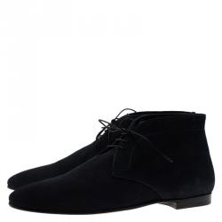 Burberry Denim Blue Suede Bexton Desert Boots Size 44