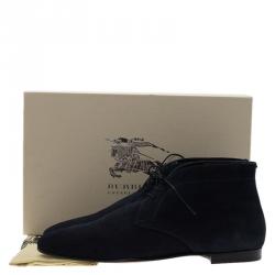 Burberry Denim Blue Suede Bexton Desert Boots Size 44
