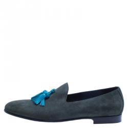 Burberry Prorsum Green Suede Lewis Tassel Loafers Size 43
