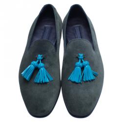 Burberry Prorsum Green Suede Lewis Tassel Loafers Size 43
