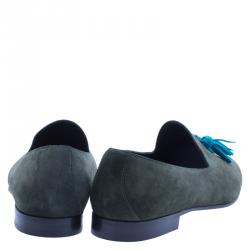 Burberry Prorsum Green Suede Lewis Tassel Loafers Size 43