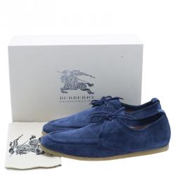 Pre Owned حذاء لوفرز بربري توبياس سويدي أزرق مقاس 44