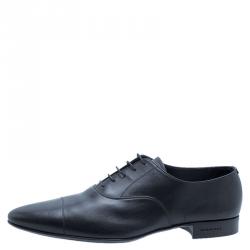 Pre Owned Burberry Black Leather Cap Toe Lace Up Derby Size 44