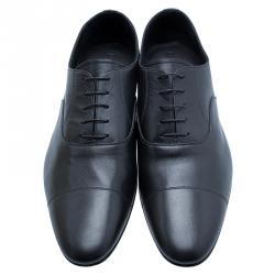 Pre Owned Burberry Black Leather Cap Toe Lace Up Derby Size 44