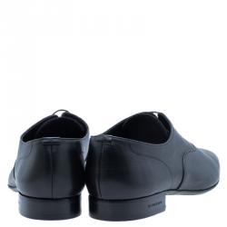 Pre Owned Burberry Black Leather Cap Toe Lace Up Derby Size 44