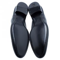 Pre Owned Burberry Black Leather Cap Toe Lace Up Derby Size 44