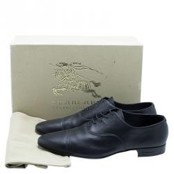 Pre Owned Burberry Black Leather Cap Toe Lace Up Derby Size 44