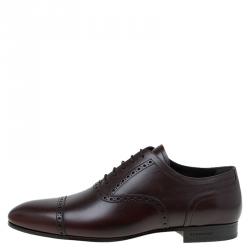 Burberry Brown Brogue Leather Markwell Lace Up Oxfords Size 44