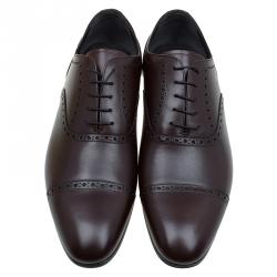 Burberry Brown Brogue Leather Markwell Lace Up Oxfords Size 44