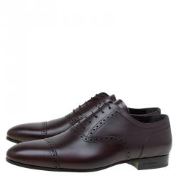 Burberry Brown Brogue Leather Markwell Lace Up Oxfords Size 44