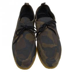 Burberry Olive Camouflage Print Leather Tobias Loafers Size 41