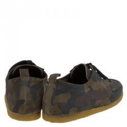 Burberry Olive Camouflage Print Leather Tobias Loafers Size 41
