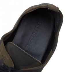 Burberry Olive Camouflage Print Leather Tobias Loafers Size 41