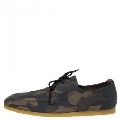 Burberry Olive Camouflage Print Leather Tobias Loafers Size 44