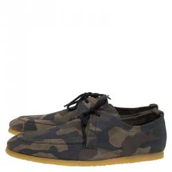 Burberry Olive Camouflage Print Leather Tobias Loafers Size 44