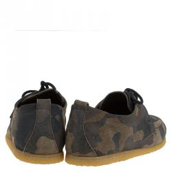 Burberry Olive Camouflage Print Leather Tobias Loafers Size 44