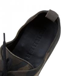 Burberry Olive Camouflage Print Leather Tobias Loafers Size 44