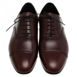 Burberry Brown Brogue Leather Markwell Lace Up Oxfords Size 44