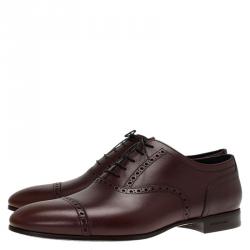 Burberry Brown Brogue Leather Markwell Lace Up Oxfords Size 44
