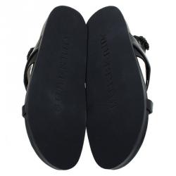 Pre Owned Burberry Black Leather Albans Cross Strap Sandals Size 46
