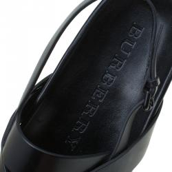 Pre Owned Burberry Black Leather Albans Cross Strap Sandals Size 46