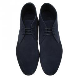Burberry Navy Blue Suede Bexton Desert Boots Size 40