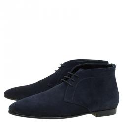 Burberry Navy Blue Suede Bexton Desert Boots Size 40
