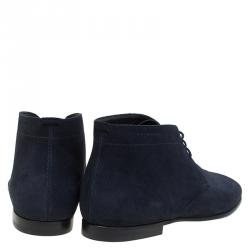 Burberry Navy Blue Suede Bexton Desert Boots Size 40