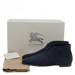 Burberry Navy Blue Suede Bexton Desert Boots Size 40