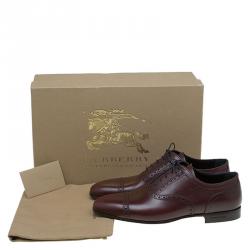 Burberry Brown Brogue Leather Markwell Lace Up Oxfords Size 40