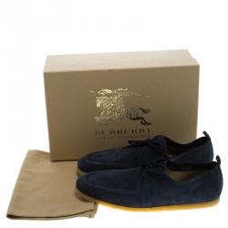 Burberry Navy Blue Suede Tobias Loafers Size 44