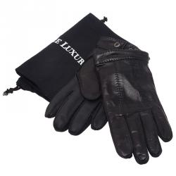 Burberry Black Leather Gloves Size 8.5 