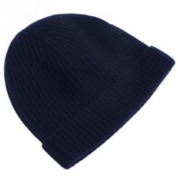 Pre Owned Burberry Navy Blue Cashmere Rib Knit Beanie