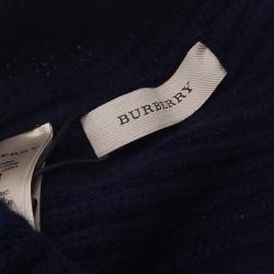 Pre Owned Burberry Navy Blue Cashmere Rib Knit Beanie
