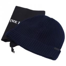 Pre Owned Burberry Navy Blue Cashmere Rib Knit Beanie