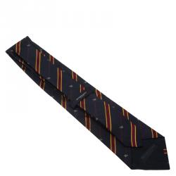 Pre Owned Burberry Blue and Red Striped Silk Tie