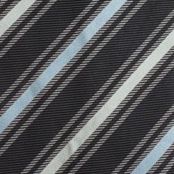 Pre Owned Burberry Grey Striped Silk Tie