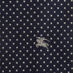 Pre Owned Burberry Dark Blue Polka Dot Logo Silk Tie