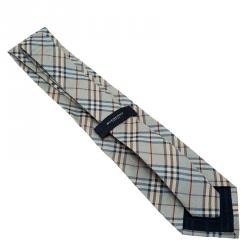مملوكة مسبقًا Burberry Light Blue Novacheck Print Silk Tie 