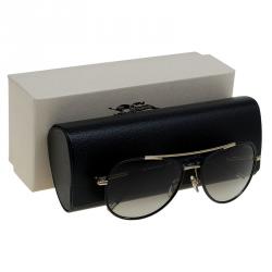 Pre Owned Burberry Matte Black and Gold Aviators