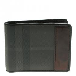 Burberry Dark Grey Smoked Check PVC Bifold Wallet