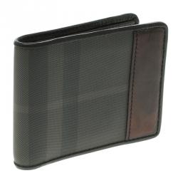 Burberry Dark Grey Smoked Check PVC Bifold Wallet